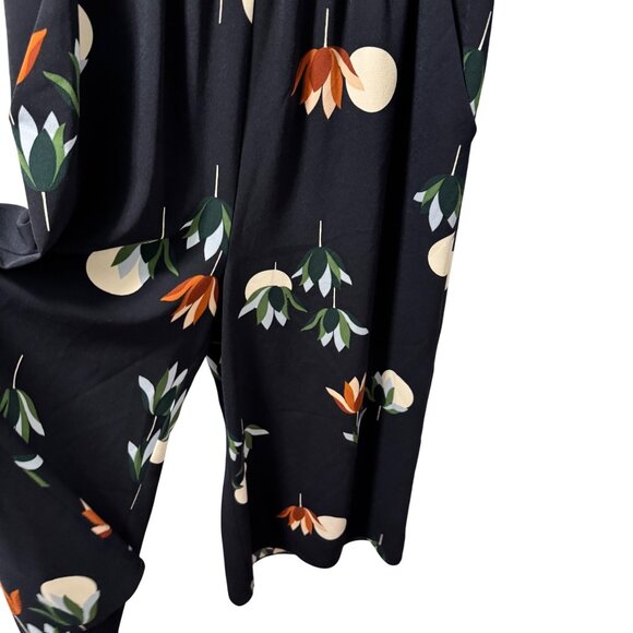 Ann Taylor Factory Womens Size 6 Sleeveless V-Neck Floral Midi Romper Blue/Ruffl - Picture 2 of 12